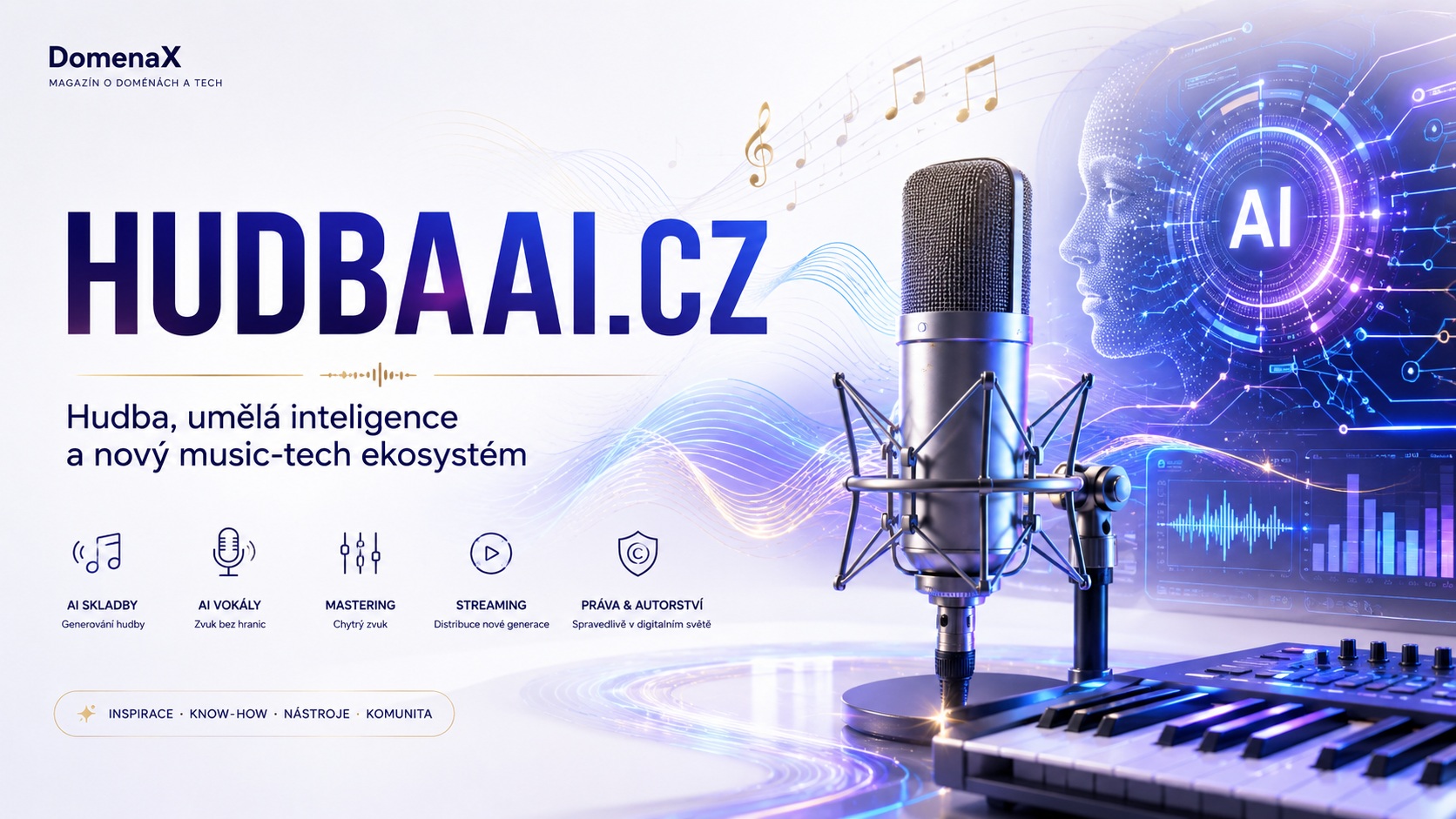HUDBAAI.CZ: AI hudba, generátory, právo a byznys | DomenaX